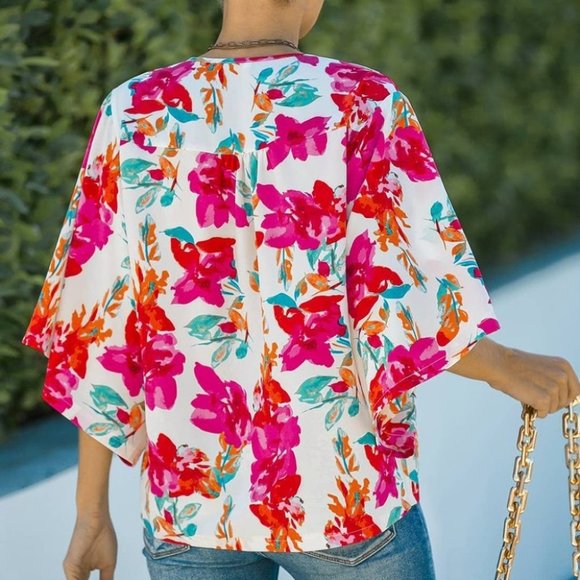 Spring/Summer Floral Print Button Blouse - Picture 3 of 5